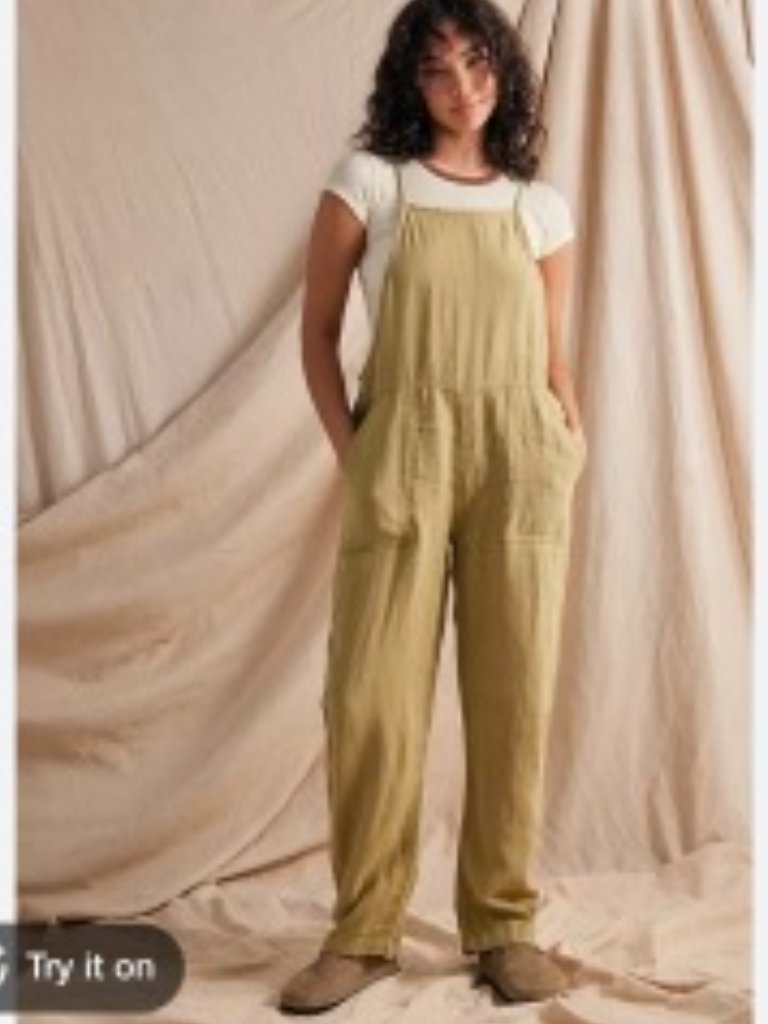 Bdg Misty Linen 100% Linen Bib Front Urban Outfitters Jumpsuit Xs